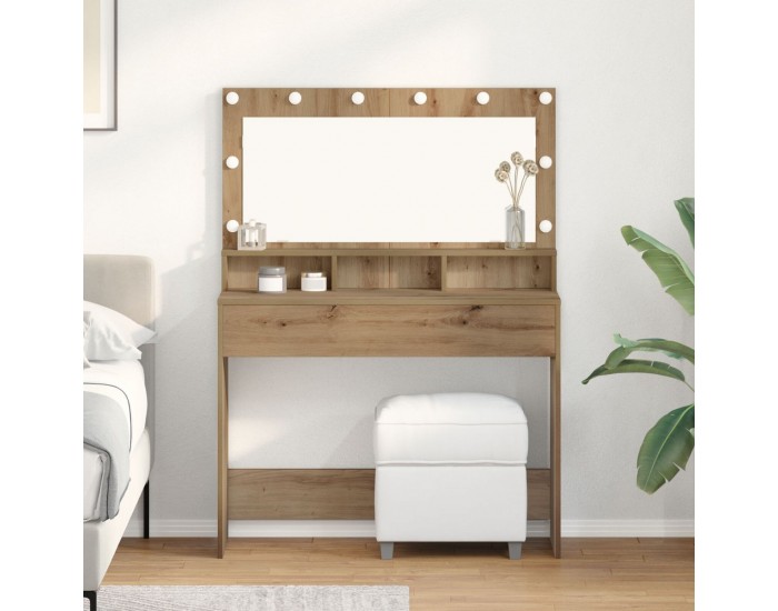 Sonata H тоалетна маса с LED светлини от Artisan дъб, 100x41x135 см