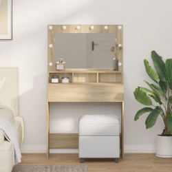 Sonata H Тоалетна масичка с LED светлини Сонома дъб 79x41x135 см - Măsuțe de toaletă și oglinzi
