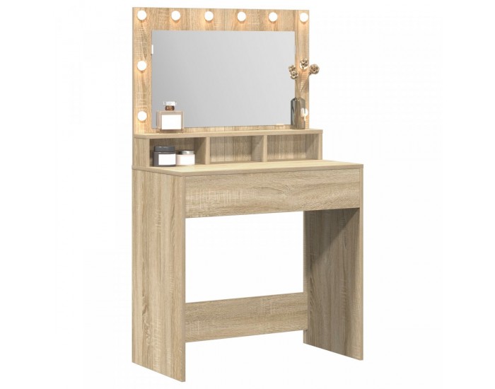 Sonata H Тоалетна масичка с LED светлини Сонома дъб 79x41x135 см
