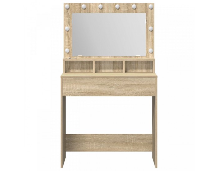 Sonata H Тоалетна масичка с LED светлини Сонома дъб 79x41x135 см