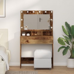 Sonata H Тоалетка с LED светлини в старо дърво 79x41x135 см - Măsuțe de toaletă și oglinzi