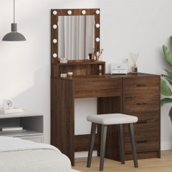 Sonata H Тоалетка за грим с LED светлини - Кафяв дъб - 50x41x135 см - Măsuțe de toaletă și oglinzi