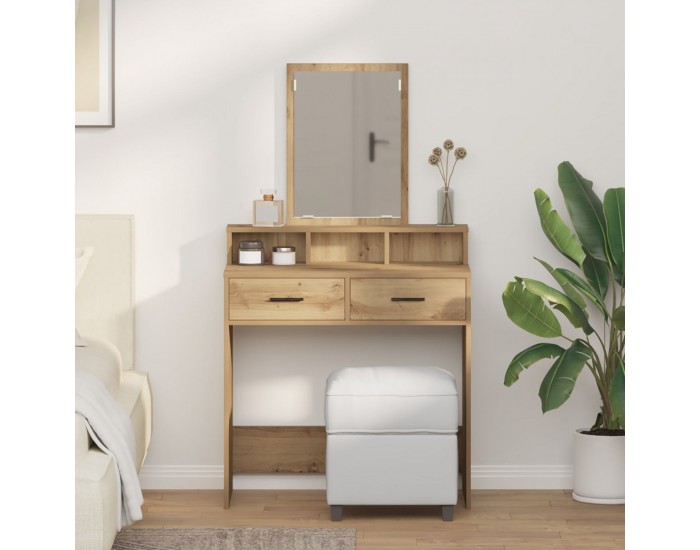 Супер тоалетна масичка с чекмеджета Занаятчийски дъб 79x41x140 см