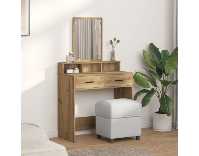 Супер тоалетна масичка с чекмеджета Занаятчийски дъб 79x41x140 см