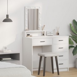 видaXL Тоалетка с LED светлини Бяло 50x41x140 см - Măsuțe de toaletă și oglinzi