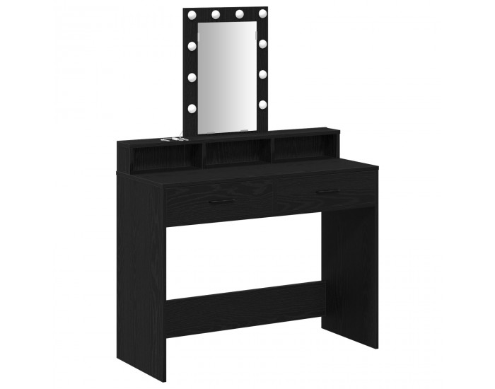 Sonata H Тоалетка с LED светлини, черен дъб, 100x41x140 см