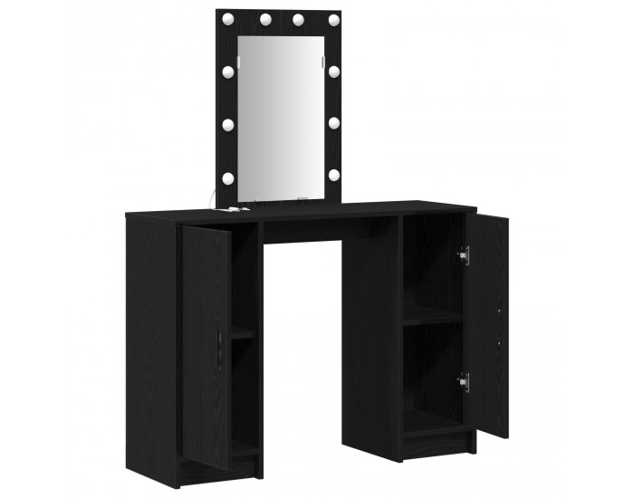 Sonata H Тоалетна маса с LED светлини Черен дъб 102x33x135 см