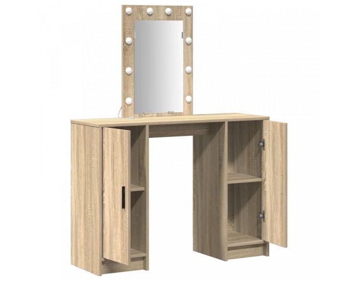 Sonata H Масичка за грим с LED осветление в Sonoma Oak, 102x33x135 см