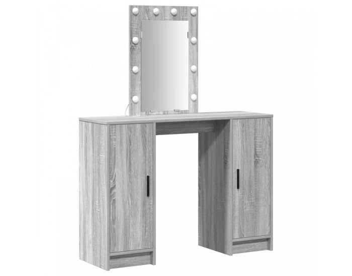 Sonata H Тоалетка с LED светлини Сиво Сонома 102x33x135 см