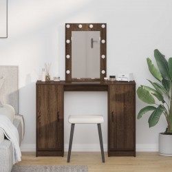 Sonata H Тоалетка с LED светлини Кафяв дъб 102x33x135 см - Măsuțe de toaletă și oglinzi