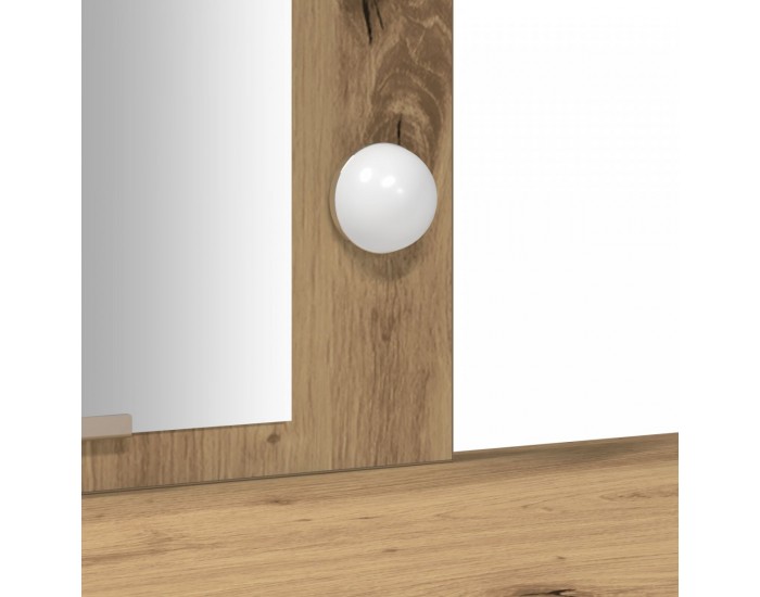 Sonata H Тоалетка с LED светлини от занаятчийска дъбова дървесина 102x33x135 см