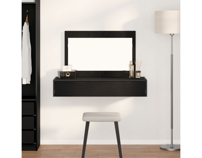 Sonata H Стена монтирана тоалетна маса в черен дъб, 100x40x70 см
