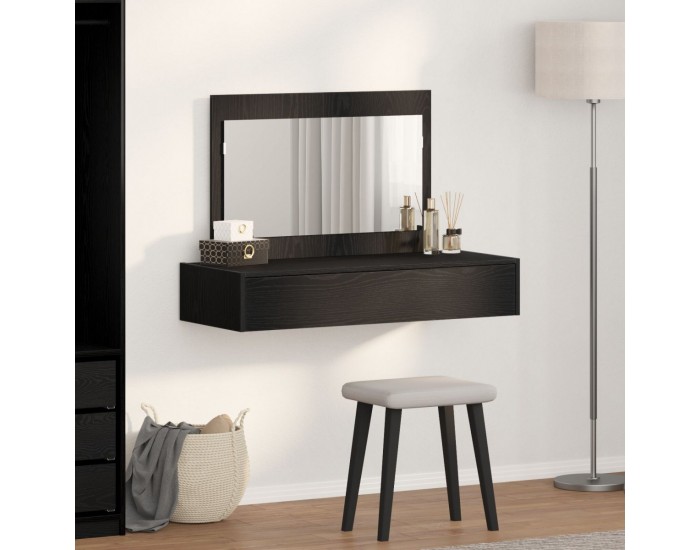 Sonata H Стена монтирана тоалетна маса в черен дъб, 100x40x70 см