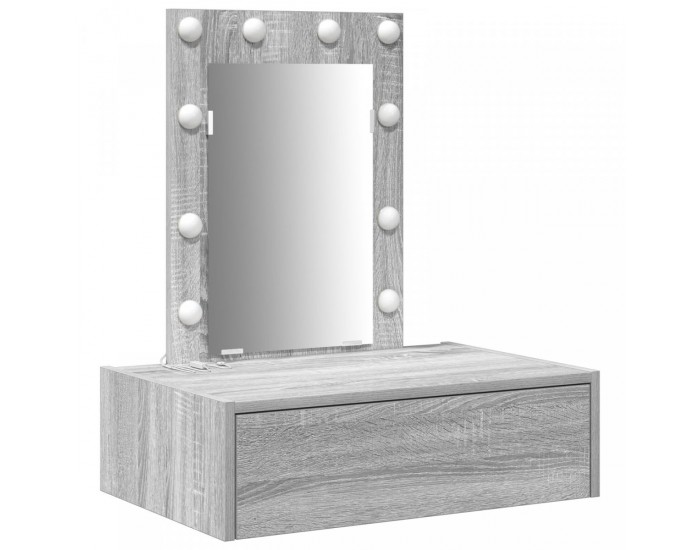 Sonata H Стена-висяща тоалетка с LED светлини Сива сонома
