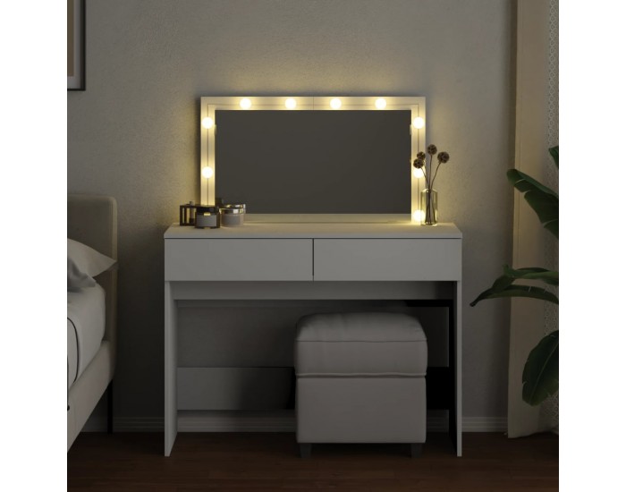 Sonata H Тоалетка с LED, бяла, 100x40x120 см