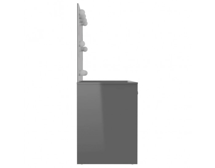 Sonata H Тоалетка с LED лампи, 110x55x145 см, МДФ, сияйно сиво