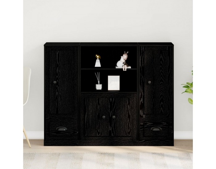 Sonata H Висок шкаф Черен Дъб 132x35,5x103,5 см Инженерна дървесина