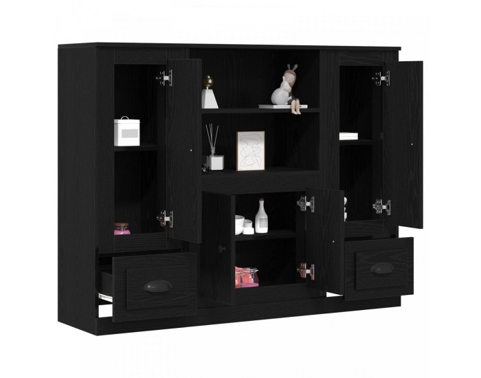 Sonata H Висок шкаф Черен Дъб 132x35,5x103,5 см Инженерна дървесина