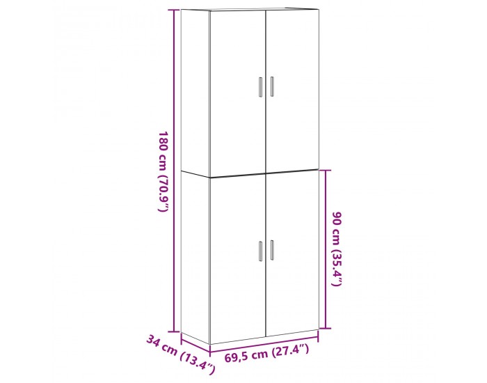 Sonata H Cabinets 2 бр Черен дъб 69,5x34x180 см Инженерна дървесина