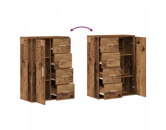 Sonata H Шкаф Комплект от 2 Старо дърво Масивно дърво Шкаф Правоъгълен