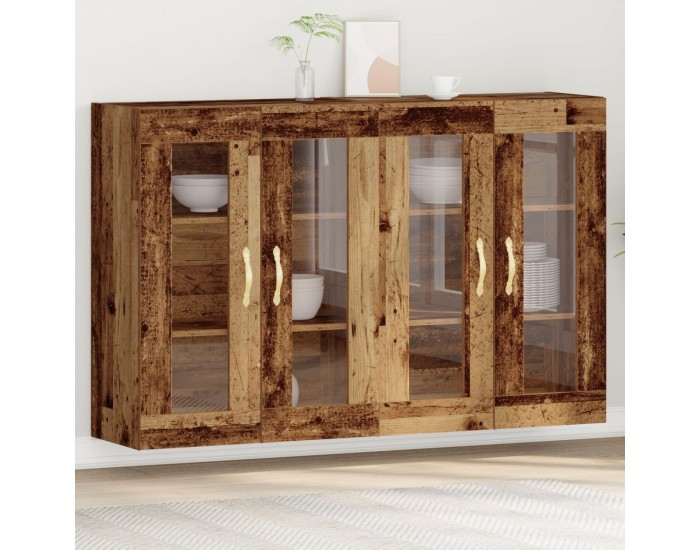 Sonata H Стенен шкаф Комплект от 2 Кафяв Масивно дърво 139 x 34 x 90 см