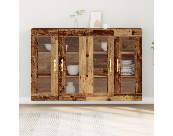 Sonata H Стенен шкаф Комплект от 2 Кафяв Масивно дърво 139 x 34 x 90 см