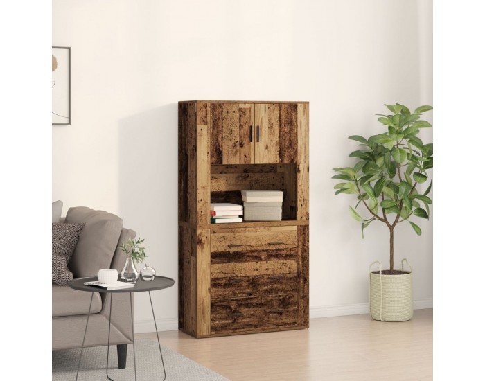 Sonata H Висок шкаф Стара дървесина 80x33x150 см