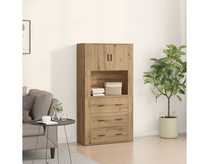 Sonata H Висок шкаф Артистичен дъб 80x33x150 см Инженерна дървесина