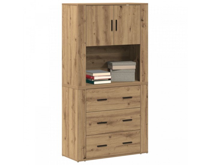 Sonata H Висок шкаф Артистичен дъб 80x33x150 см Инженерна дървесина