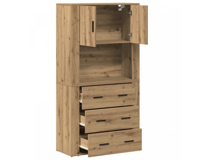 Sonata H Висок шкаф Артистичен дъб 80x33x150 см Инженерна дървесина