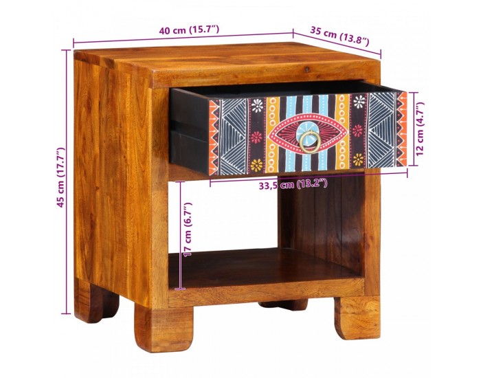 Sonata H Страничен шкаф 40x35x45 см Масивна дървесина от акация