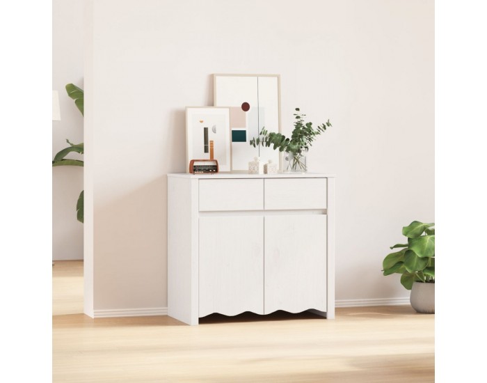 Sonata H Шкаф DRAMMEN Бяло 79x43x75,5 см Масивно дърво бор