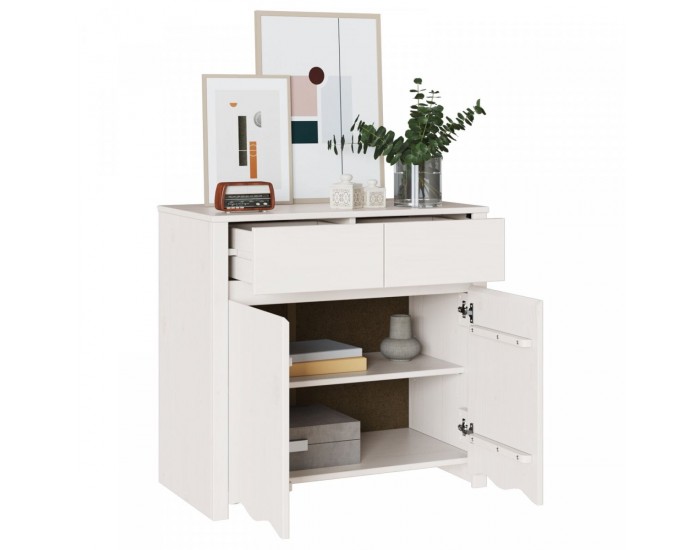 Sonata H Шкаф DRAMMEN Бяло 79x43x75,5 см Масивно дърво бор