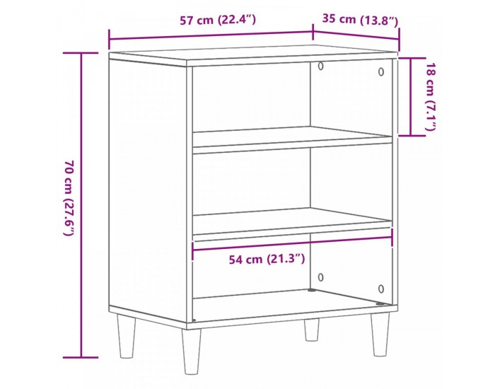 Sonata H Стилна секция Черен Дъб 57x35x70 см от ПДЧ