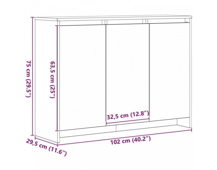 Sonata H Стенен шкаф Черен дъб 102x33x75 см от инженерна дървесина