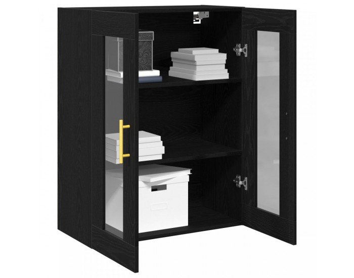 Sonata H Стена Монтируем Cabinet с Стъклени Врати Черен Дъб 69,5x34x90 см