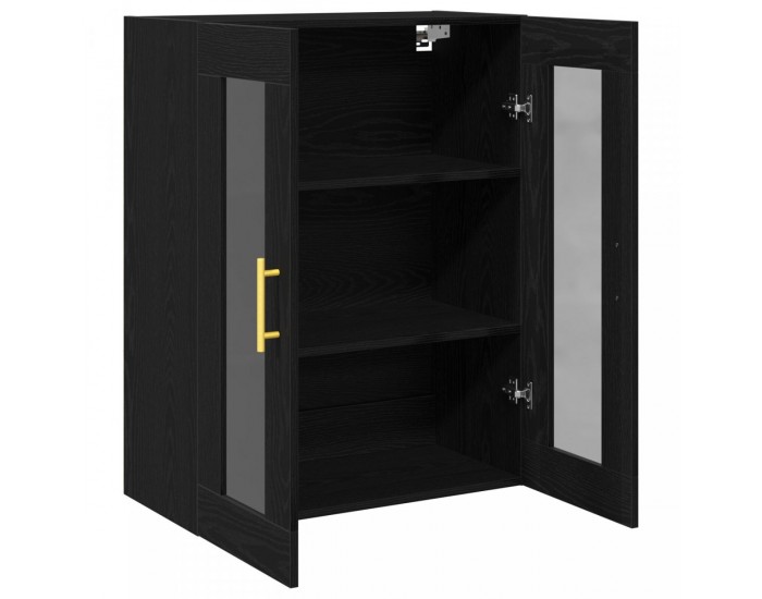 Sonata H Стена Монтируем Cabinet с Стъклени Врати Черен Дъб 69,5x34x90 см