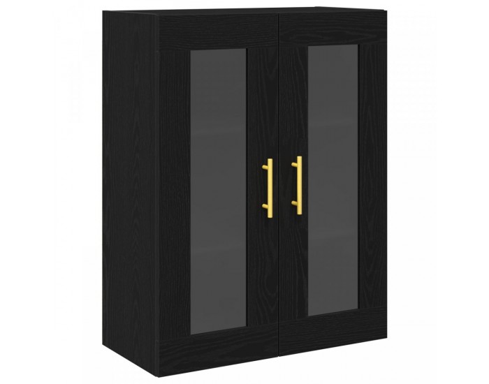 Sonata H Стена Монтируем Cabinet с Стъклени Врати Черен Дъб 69,5x34x90 см