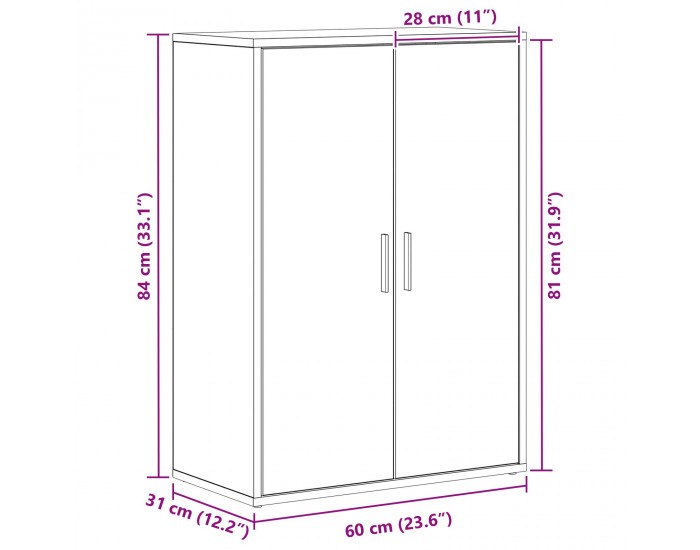 Sonata H Шкаф от дъб 60x31x84 см Инженерна дървесина