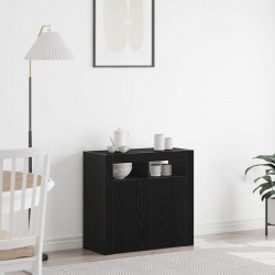 Sonata H Стенен шкаф с LED осветление, черен дъб, 80x35x75 см, инженерна дървесина - Corpuri, vitrine, biblioteci modulare