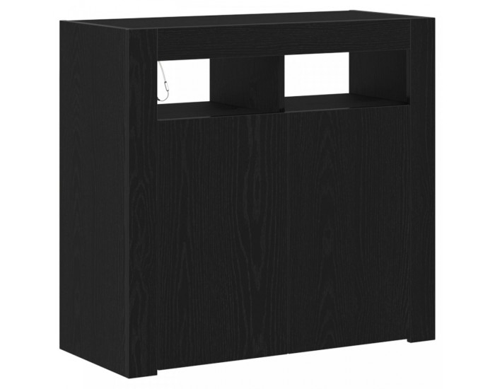 Sonata H Стенен шкаф с LED осветление, черен дъб, 80x35x75 см, инженерна дървесина