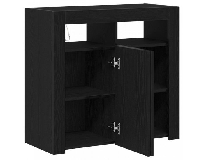 Sonata H Стенен шкаф с LED осветление, черен дъб, 80x35x75 см, инженерна дървесина