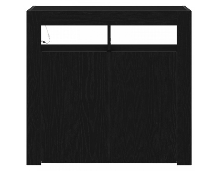 Sonata H Стенен шкаф с LED осветление, черен дъб, 80x35x75 см, инженерна дървесина