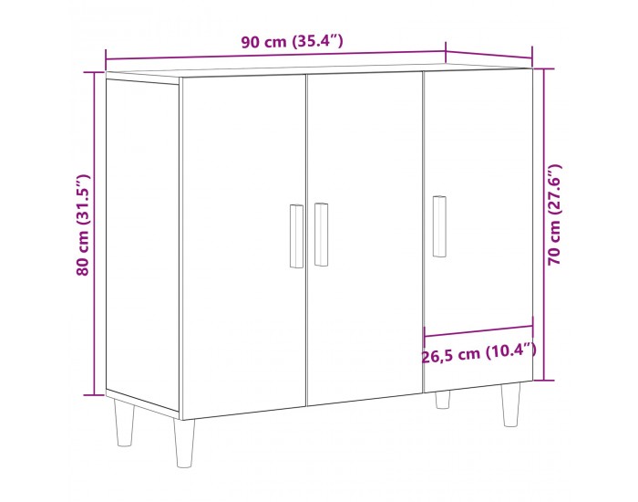 Sonata H Съединител Черен Дъб 90x34x80 см Инженерна Дървесина
