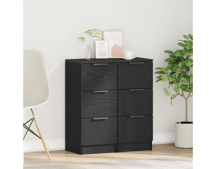 Sonata H ТВ шкафове 2 бр Черен дъб 30x30x70 см Инженерна дървесина