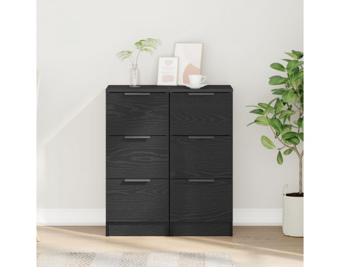 Sonata H ТВ шкафове 2 бр Черен дъб 30x30x70 см Инженерна дървесина