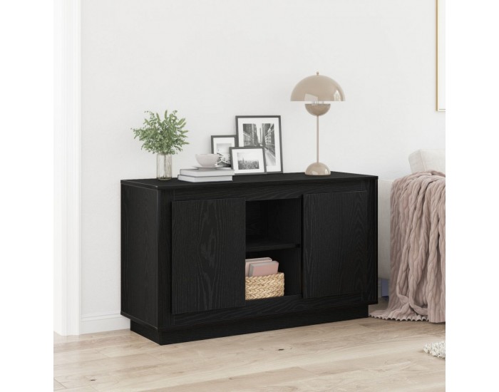 Sonata H Страничен шкаф Черен Дъб 102x35x60 см Инженерна Дървесина