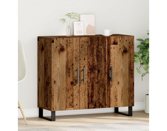 Sonata H Стойка с 3 врати от старо дърво 90x34x80 см, инженерна дървесина
