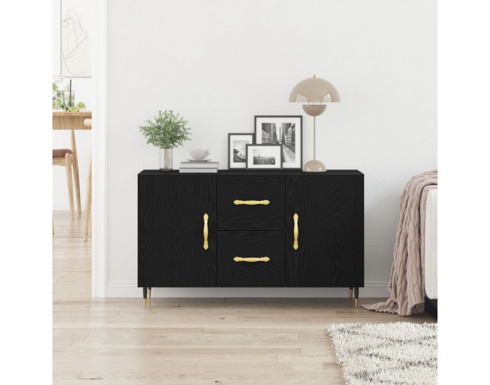 Sonata H Сайдборд Черен Дъб 100x36x60 см Инженерна Дървесина