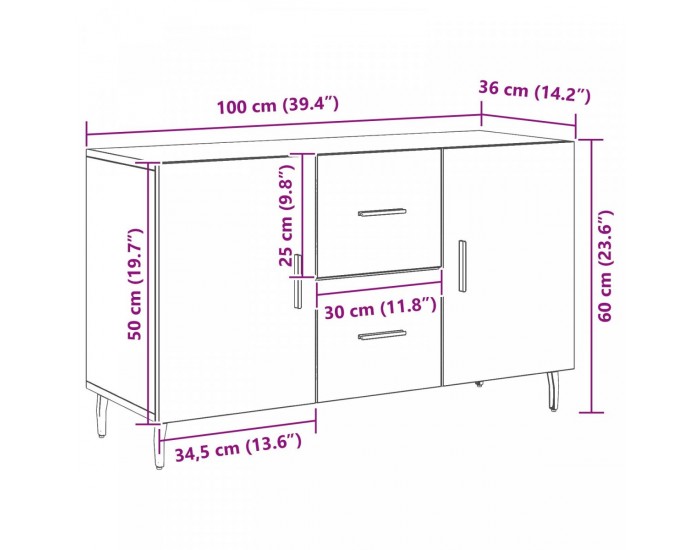Sonata H Черен дъб стенен шкаф 100x36x60 см от изкуствено дърво